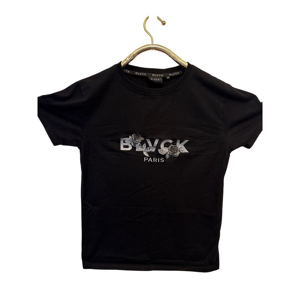 BLVCK Paris Grey Tee with Roses - Size XL